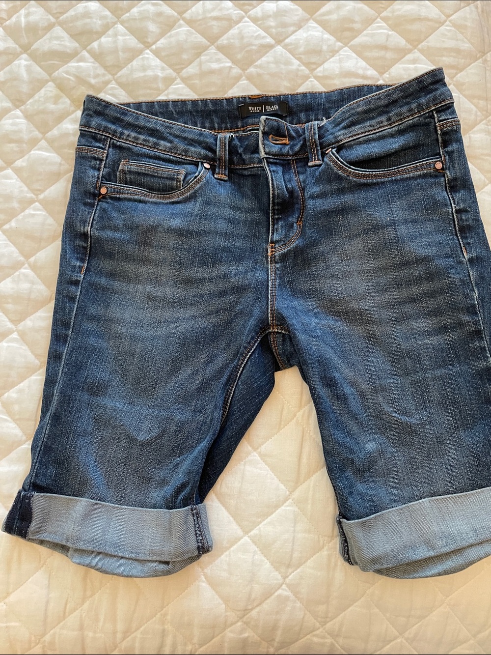 White House Black Market Dark Blue Denim Bermuda Shorts